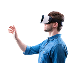 Virtual Reality Exploration of Digital World, isolated on a transparent background