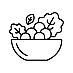 Vector art of bowl of fresh salad, healthy meal with lettuce, tomato and other vegetables