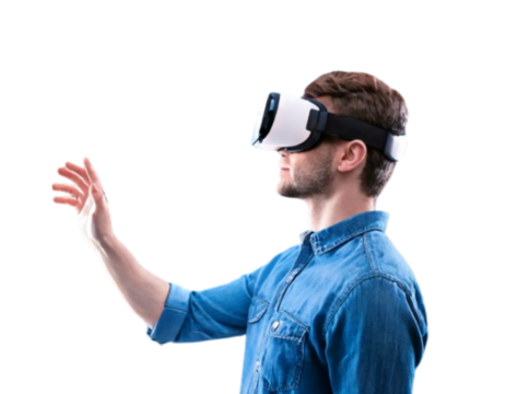 Virtual Reality Exploration of Digital World, isolated on a transparent background