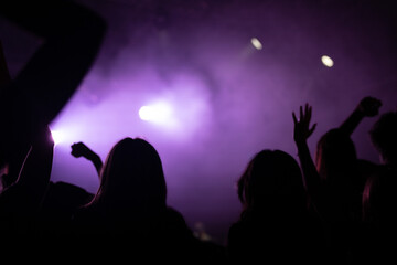 sagome di persone che ballo ad un concerto