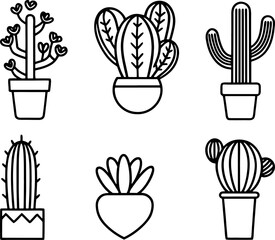 vector set of cactus plants