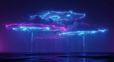 Neon Cloudscape Over Water.