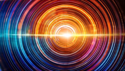 Bright Light Emerges Through Concentric Circles In A Vibrant Digital Art Piece