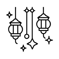 Vector art of elegant ramadan lantern arrangement with stars, ideal for cultural events