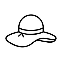 Vector art of stylish sun hat with a wide brim and a tied ribbon, ideal for a day at the beach