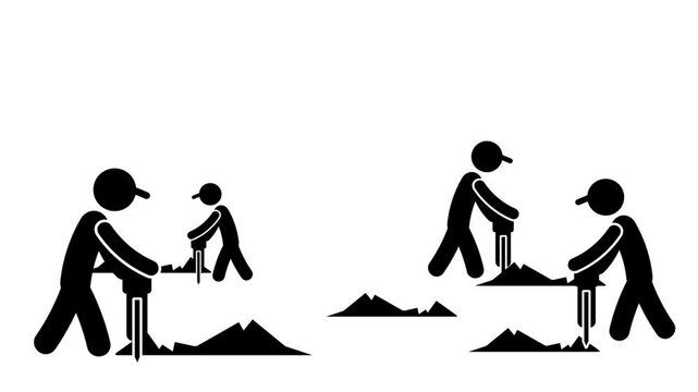 workers dig the ground together, reflecting teamwork, manual labor, and persistence required in construction or excavation tasks