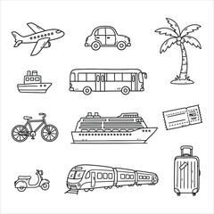 Transport & Travel Vehicle Doodle Set