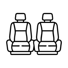 Obraz premium Vector art of car seats icon front view of two automobile seats in outline style