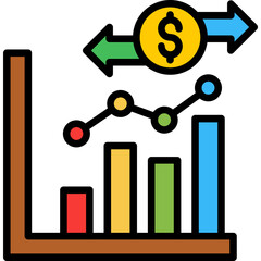 Expense Graph lineal color icon