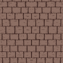 Naklejka premium Seamless hand drawn brown brick wall pattern vector illustration