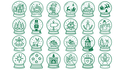 Christmas Snow Globes Hand-Drawn Pack