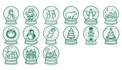Christmas Snow Globes Hand-Drawn Pack