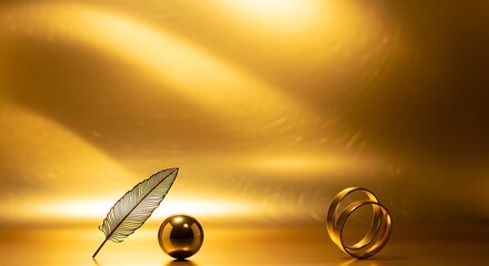 Obraz premium Golden Feather and Rings.