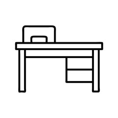 Vector art of office desk with chair simple outline vector illustration