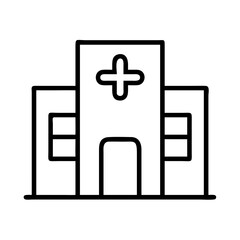 Fototapeta premium Vector art of hospital building icon modern line vector illustration medical center symbol