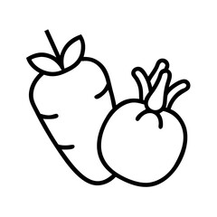 Vector art of simple line art illustration of a carrot and a tomato for design projects