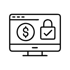 Vector art of secure online payment money protection on computer screen with padlock icon