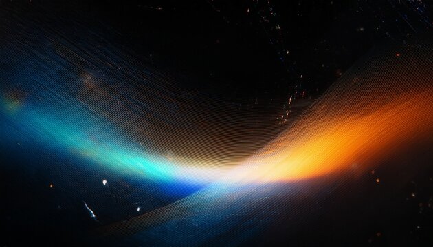 Glitch Distortion Old Film Analog Noise Orange Blue White Rainbow Color Light Flare Dust Scratches On Dark Black Illustration Abstract Background
