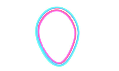 Holographic Pink and Blue Oval Abstract Neon Style