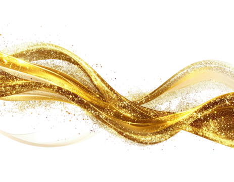 Shimmering golden ribbon with sparkles against a black background