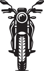 Front view silhouette of a powerful modern motorcycle with bold lines and a classic headlight design © IdealStandardIT