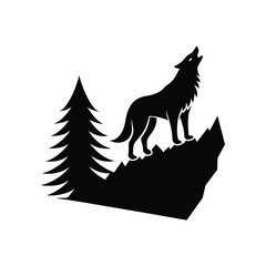 wolf howling at the mountain