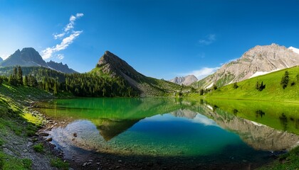 Panorama Of Green Mountain Lake