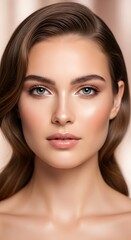 Beautiful Woman Portrait with Natural Makeup.