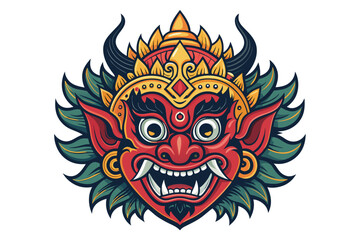 Crisp Demon Wayang Puppet With Fierce Face Bold High-Quality Stock Image