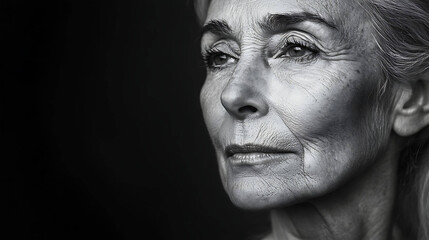 Older woman with a soft expression