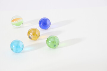 Colorful glass balls on a white background
