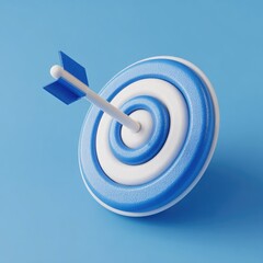 3 d render of a blue and white target with arrow