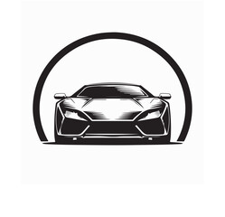 Elegant Sports Car Front View Vector Illustration on white background