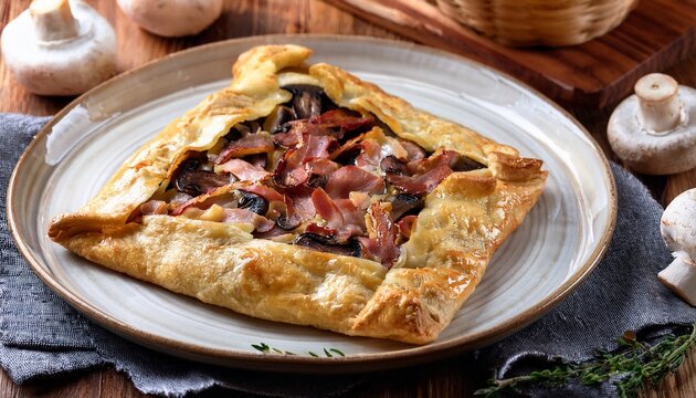 Galette With Mushrooms Bacon And Cheese