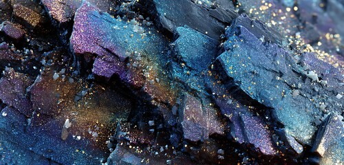 Rock slab surface with galaxy essence sparkly edges and astral gradients