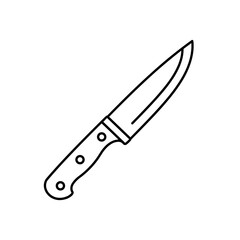 Kitchen knife with a wooden handle in minimalist line art style  