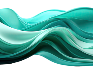 Flowing teal abstract, curving shapes against black, resembling fluid motion