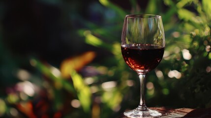 Red Wine headache. A glass of red wine sits elegantly against a vibrant green background.