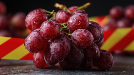 Red Wine headache. Fresh red grapes with a textured surface against a contrasting background.