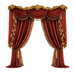 Classic red and gold stage curtain with intricate detailing, adding elegance and touch of drama to any performance or event. Perfect for theatrical settings and grand presentations