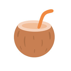 Coconut drink illustration with straw vector