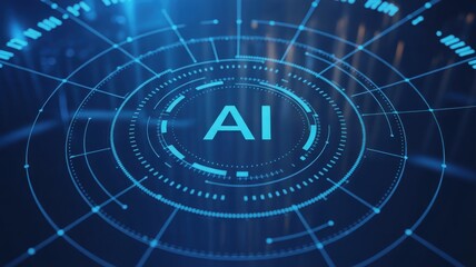 Futuristic AI technology interface abstract blue digital background for science a