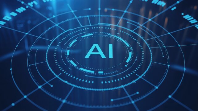 Futuristic AI technology interface abstract blue digital background for science a