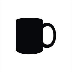 Simple black silhouette of a coffee mug with handle