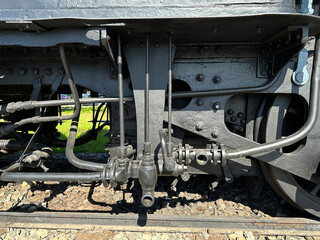 Part of an old locomotive at the railway station