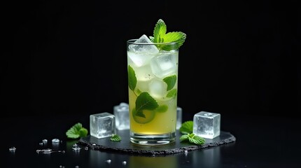 mojito cocktail on black background