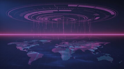 Futuristic world map with digital technology abstract global network connection i