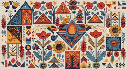 Colorful Geometric Floral Design.