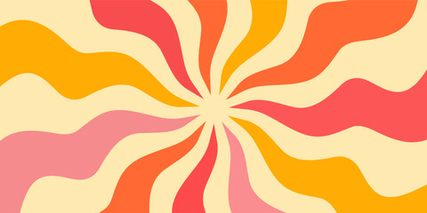 Colorful groovy 70s background sunburst retro vintage vector abstract backgrounds