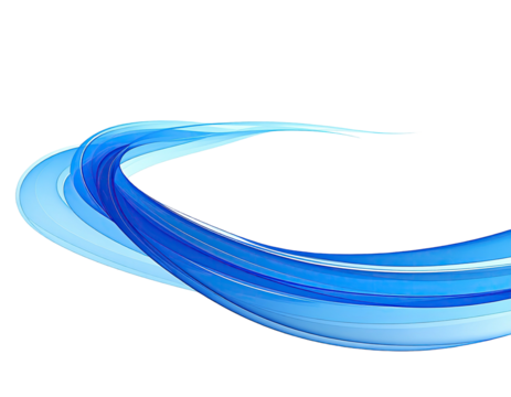 Abstract, flowing, layered, blue gradient ribbon against black background - Powered by Adobe